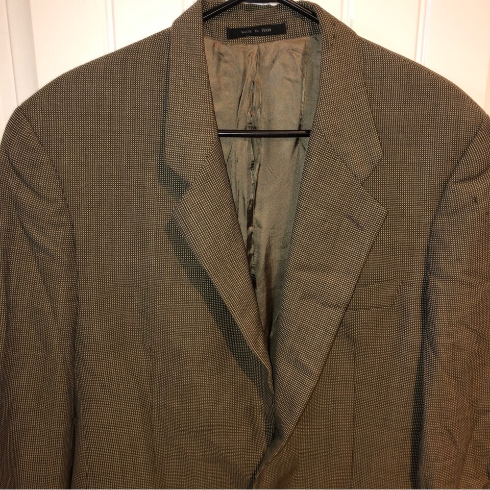 Emporio Armani Made In Italy Mens Blazer Coat Dress Jacket Size Xl Tan
